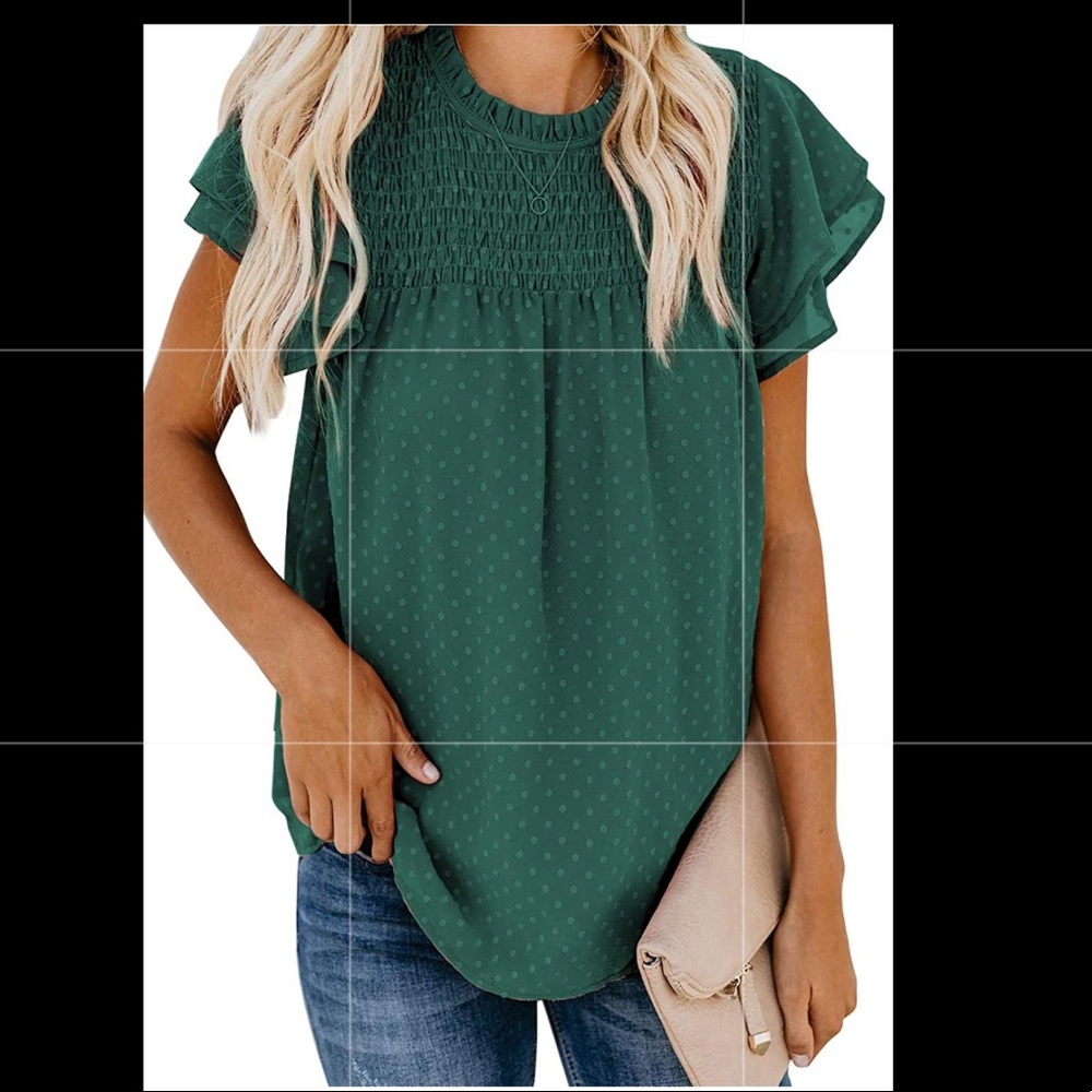 Emerald green lace flowy shirt